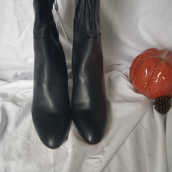NWT ZARA Black Leather Heeled Boots - Picture 7 of 13